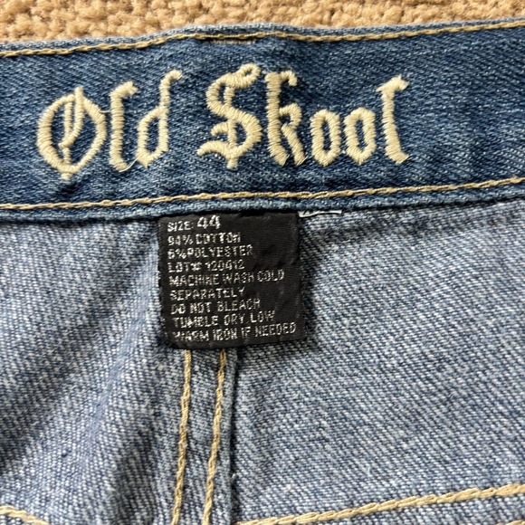 Y2K Old Skool Jean Shorts Jorts Mens 44 Blue Faded Baggy Skater Grunge - Picture 3 of 12